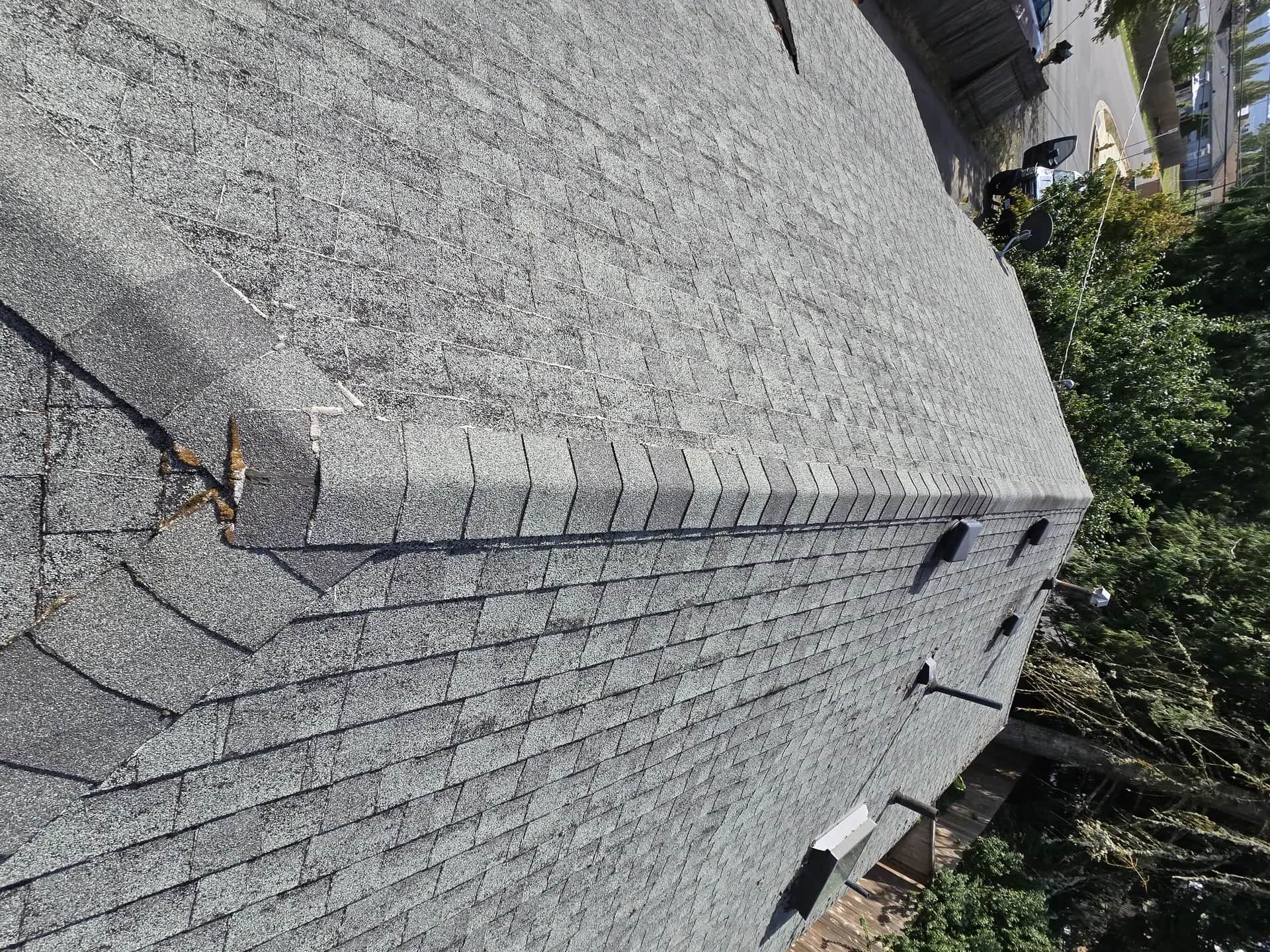 Completed shingle field with proper exposure