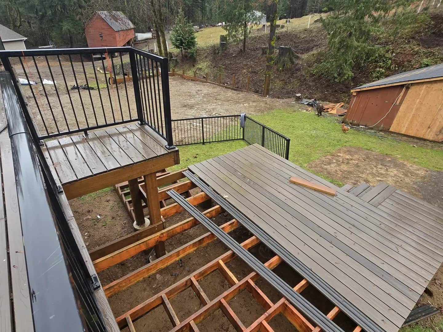 Perimeter drainage trench with drain rock and filter fabric